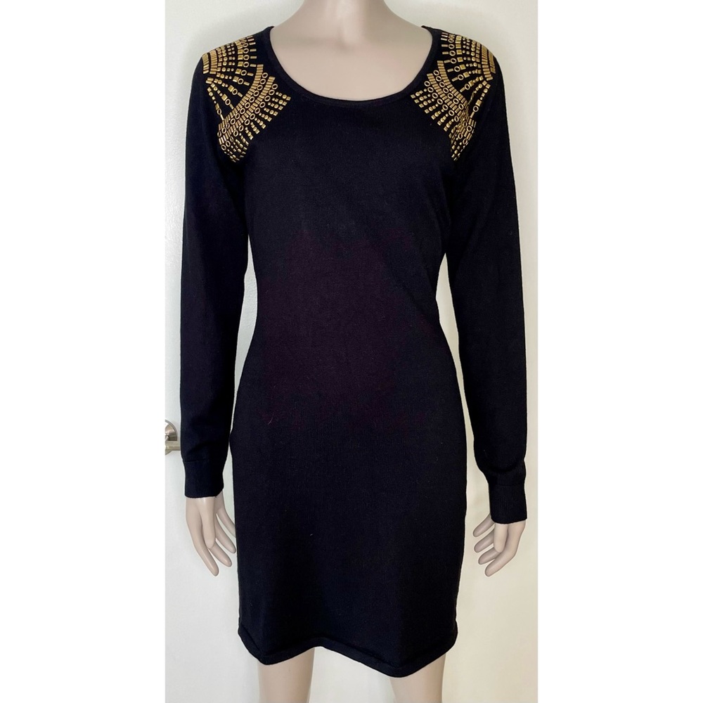Say What? Gold Studded Shoulder Dress